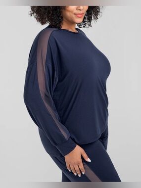 Honeylove | Blisswear Long Sleeve Mesh Top | Navy | Women’s Size Large | NWT